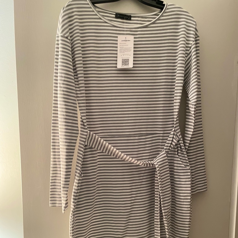 PRETTYGARDEN Womens Casual Long Sleeve Belted Sheath Pencil Dress - NWT